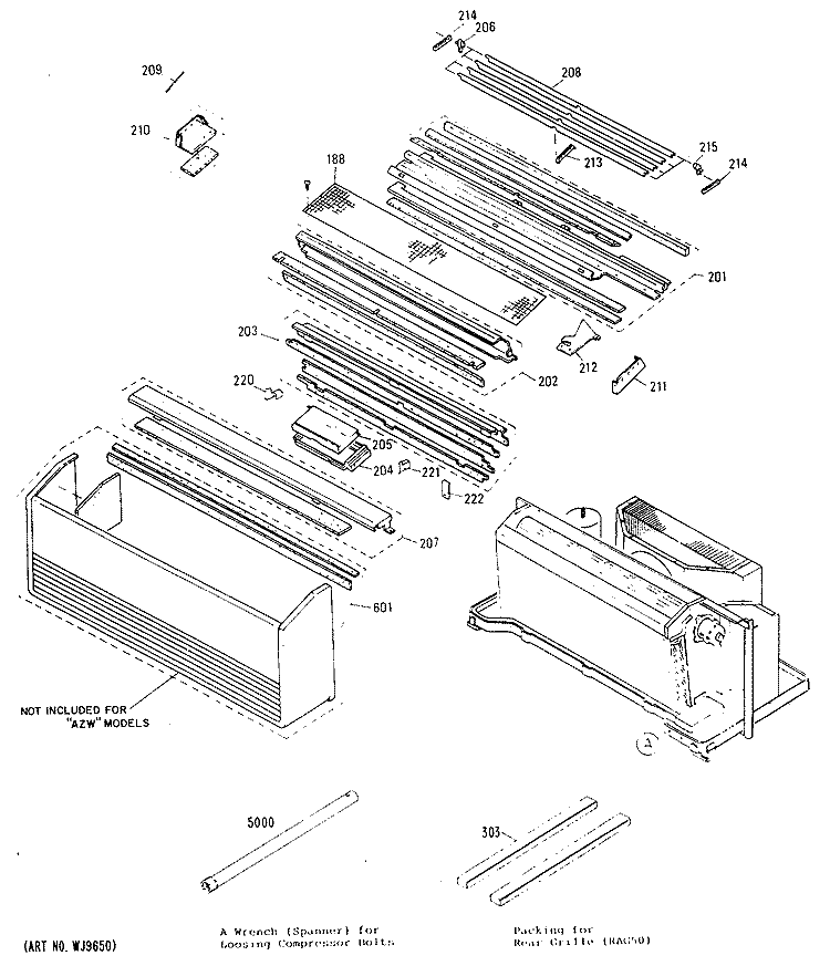 Section Diagram and Parts List for AZC515DBV2  General Electric Air Conditioner