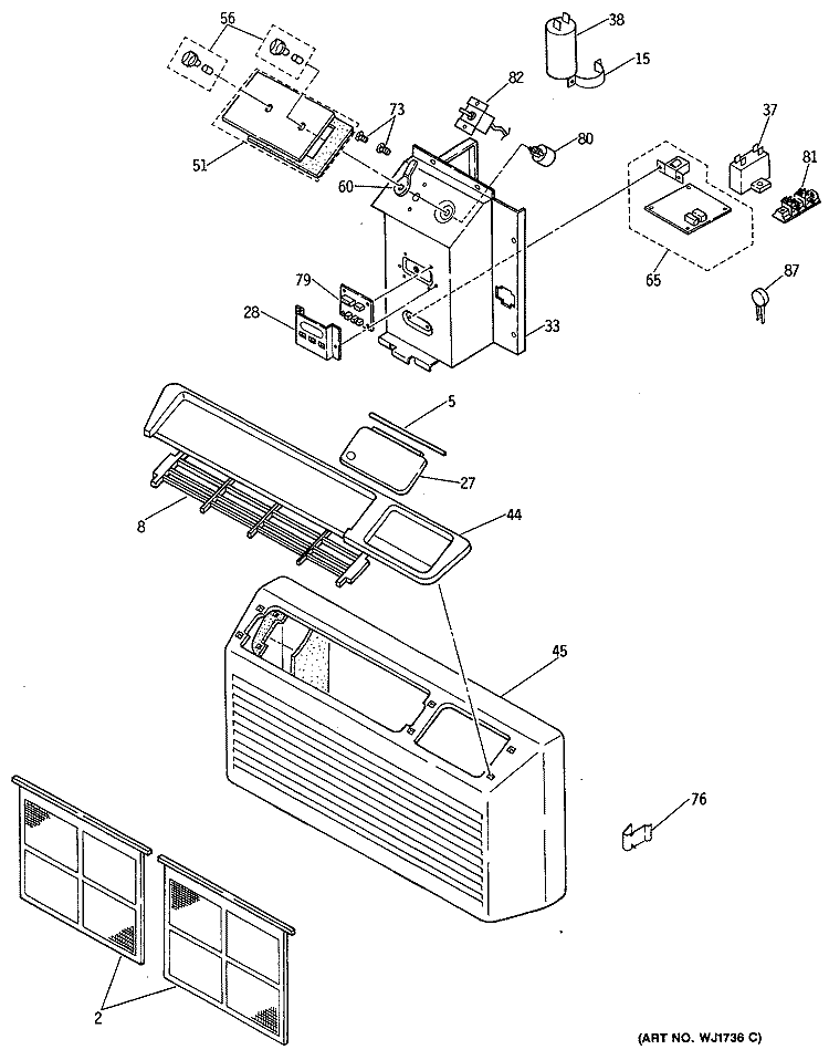 Section Diagram and Parts List for AZ21E06EACV1  General Electric Air Conditioner