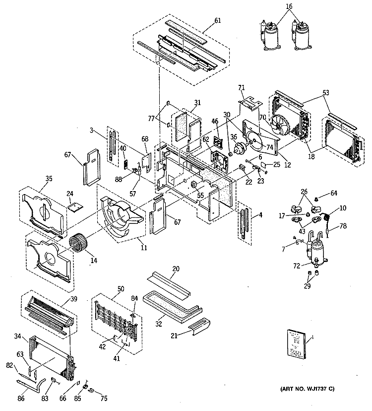 Section Diagram and Parts List for AZ21E06EACV1  General Electric Air Conditioner