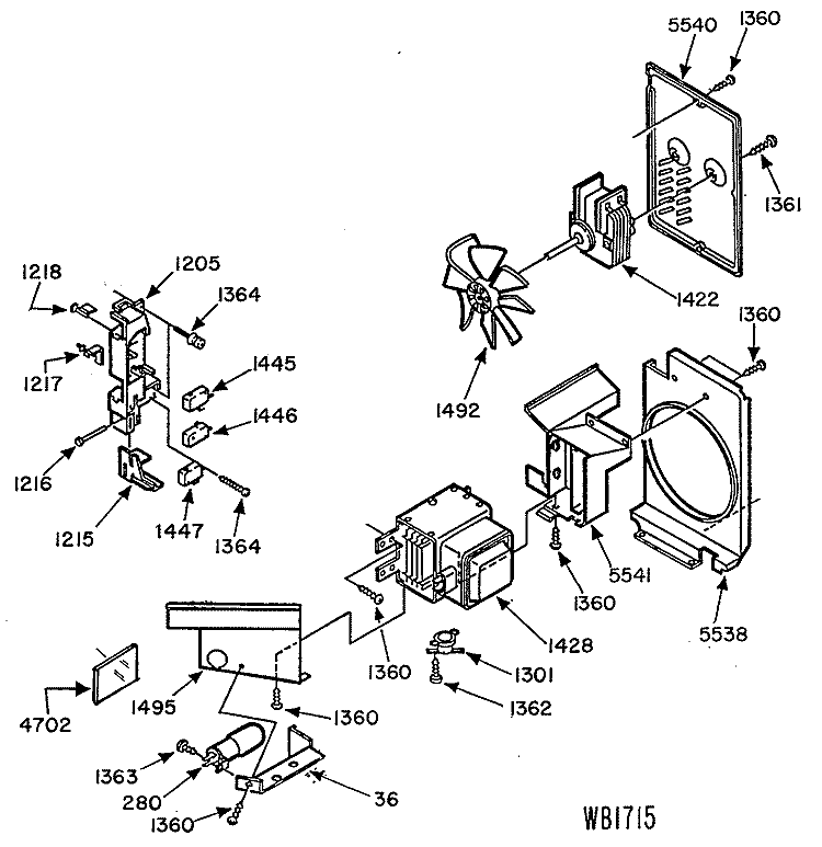 Section Diagram and Parts List for JE63T01  General Electric Microwave