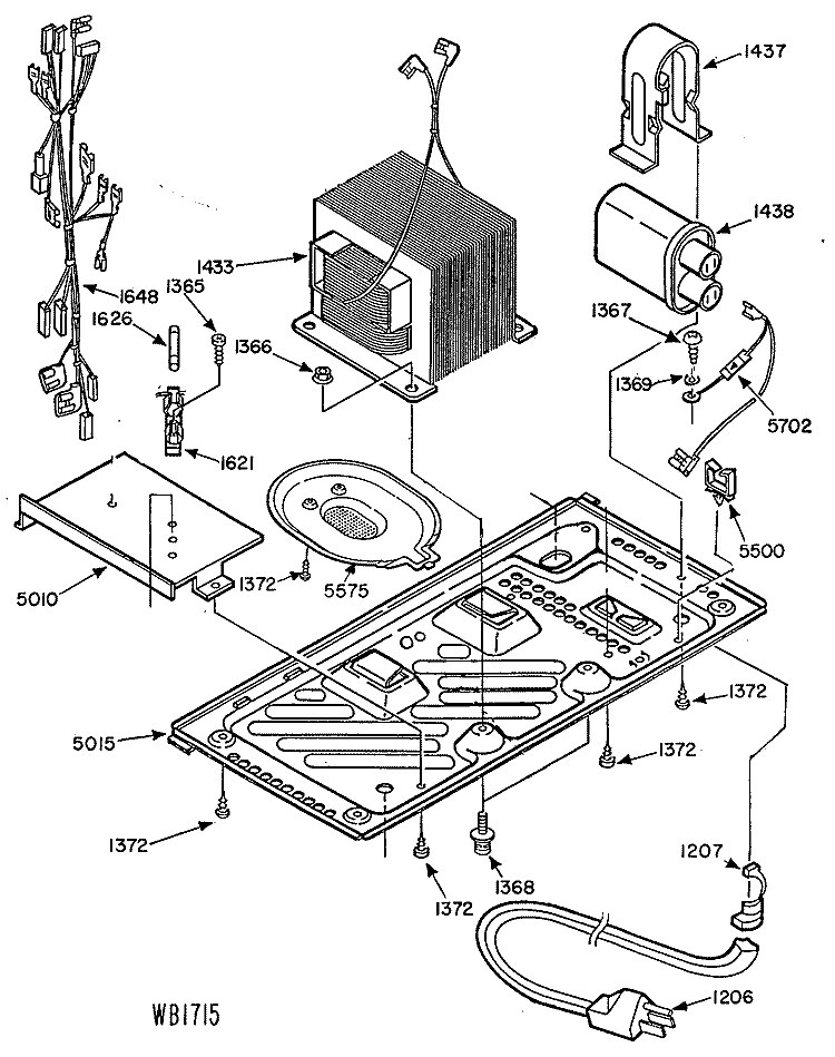 Section Diagram and Parts List for JE63T01  General Electric Microwave