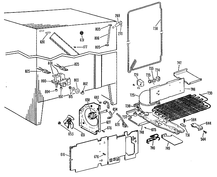 Section Diagram and Parts List for TFX24RLG  General Electric Refrigerator