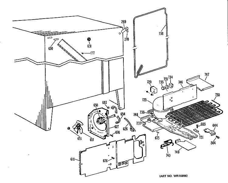 Section Diagram and Parts List for TFX24ZLB  General Electric Refrigerator