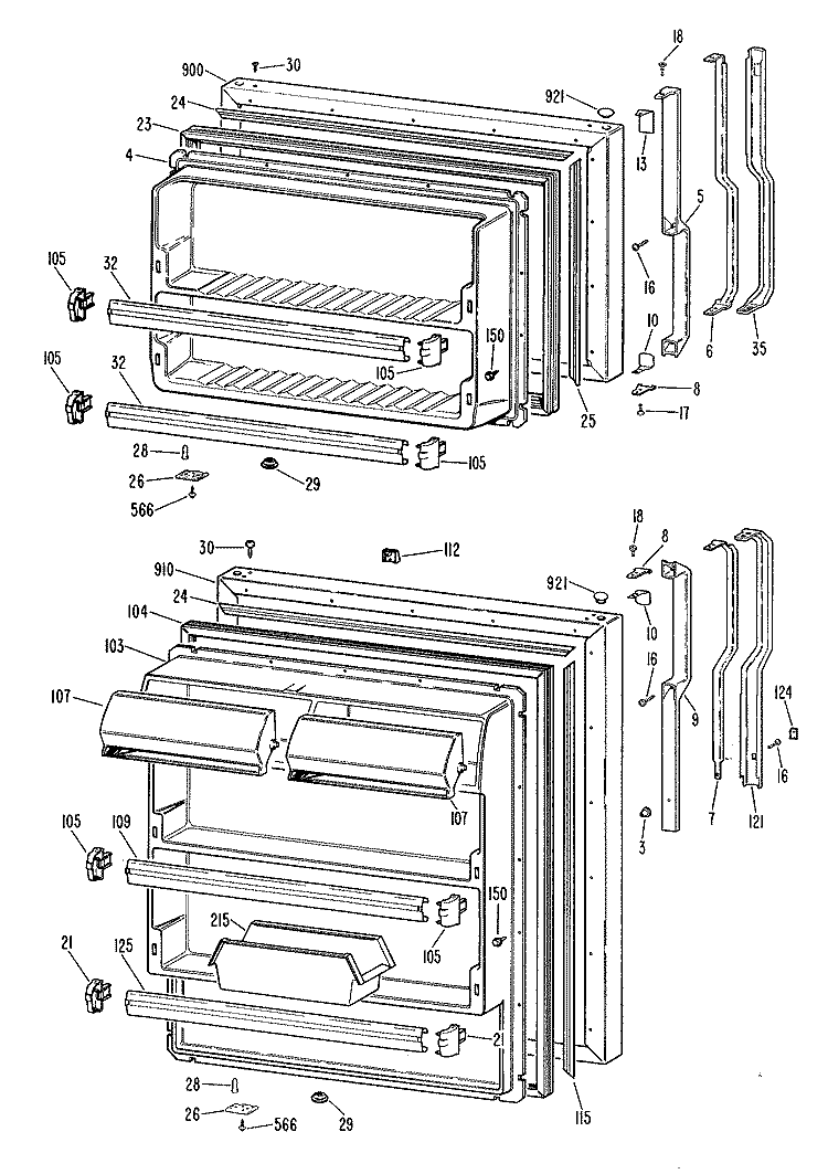 Section Diagram and Parts List for TBX18ALJLWH  General Electric Refrigerator