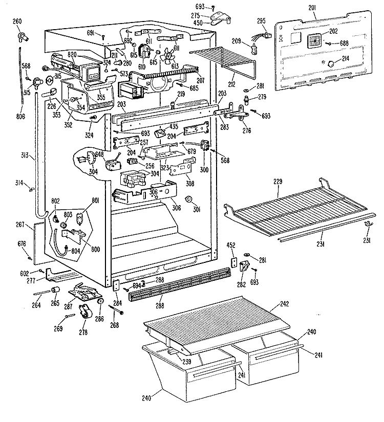 Section Diagram and Parts List for TBX18ALJLWH  General Electric Refrigerator