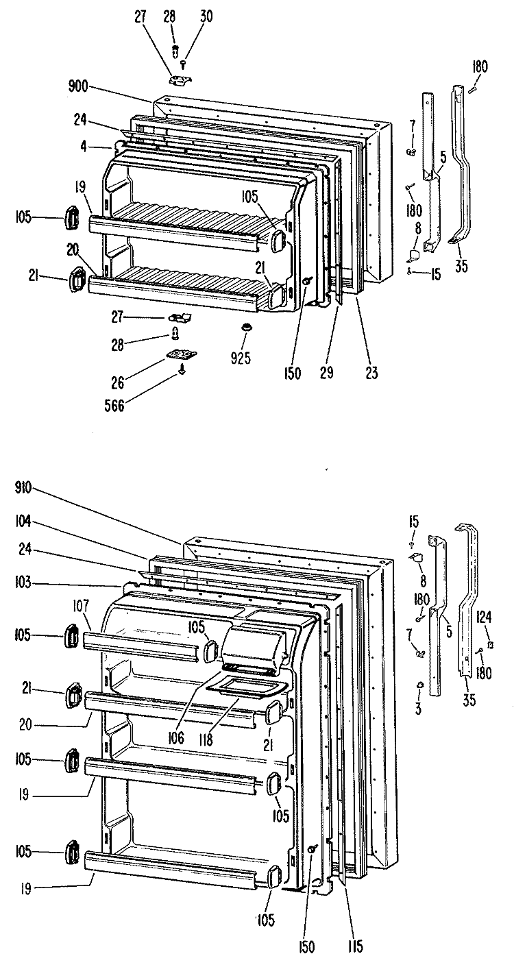 Section Diagram and Parts List for TBF14XKCL  General Electric Refrigerator