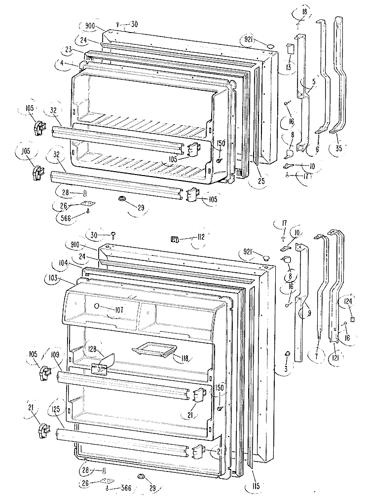 Section Diagram and Parts List for TBX18LKJR  General Electric Refrigerator