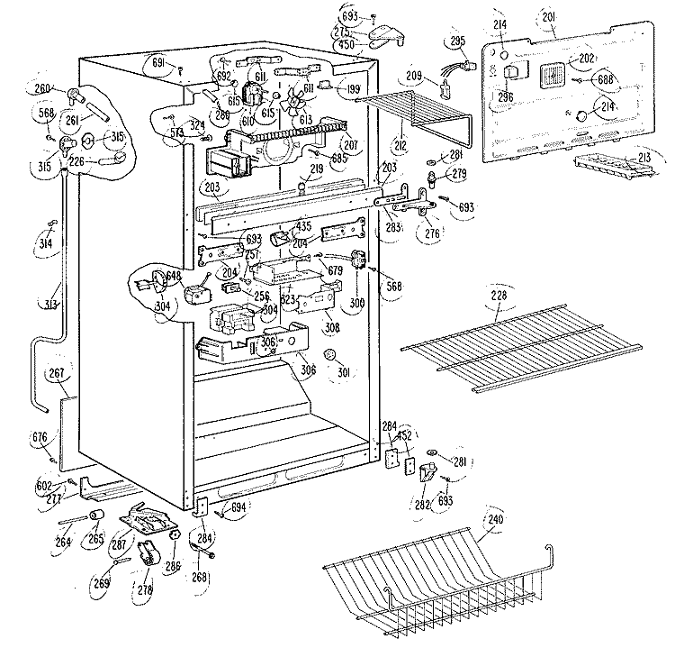Section Diagram and Parts List for TBX18LKJR  General Electric Refrigerator
