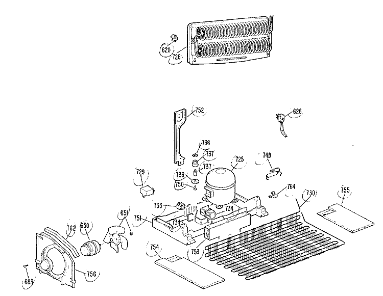 Section Diagram and Parts List for TBX18LKJR  General Electric Refrigerator