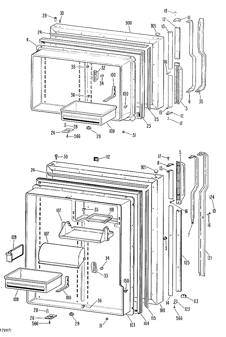 Section Diagram and Parts List for TBX19ZKGR  General Electric Refrigerator