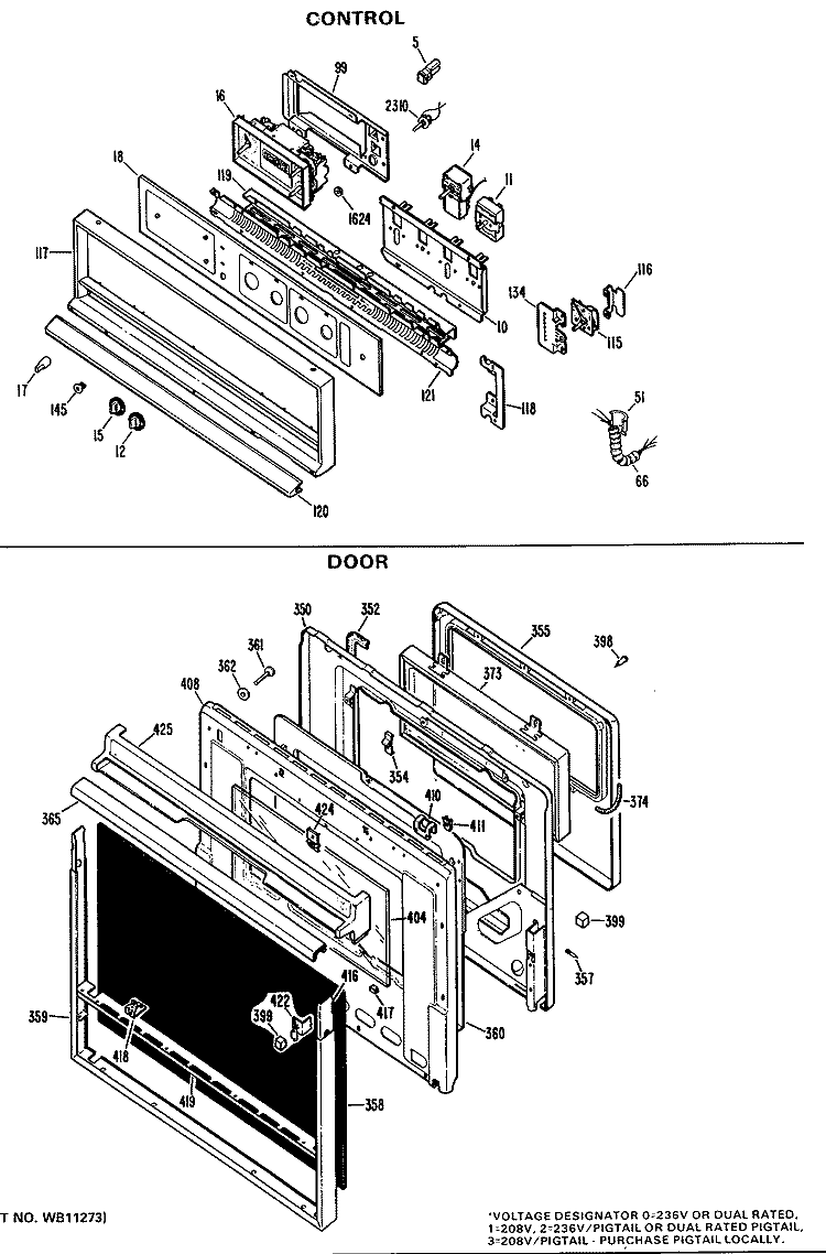 CONTROL Diagram and Parts List for JKP16G*J6  General Electric Wall Oven