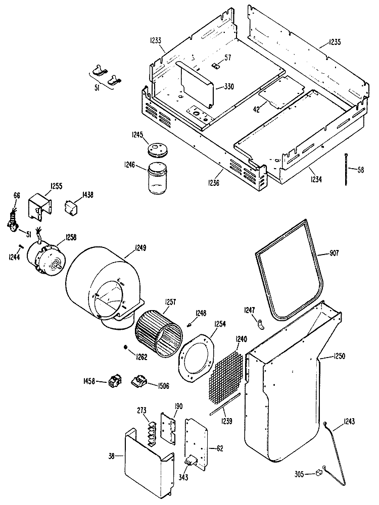 Section Diagram and Parts List for JP370B9K4  General Electric Cooktop