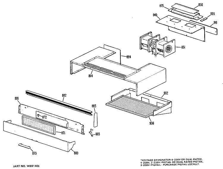 Section Diagram and Parts List for JHP56V*K4  General Electric Range