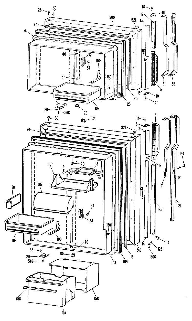 Section Diagram and Parts List for TBX25ZLGR  General Electric Refrigerator