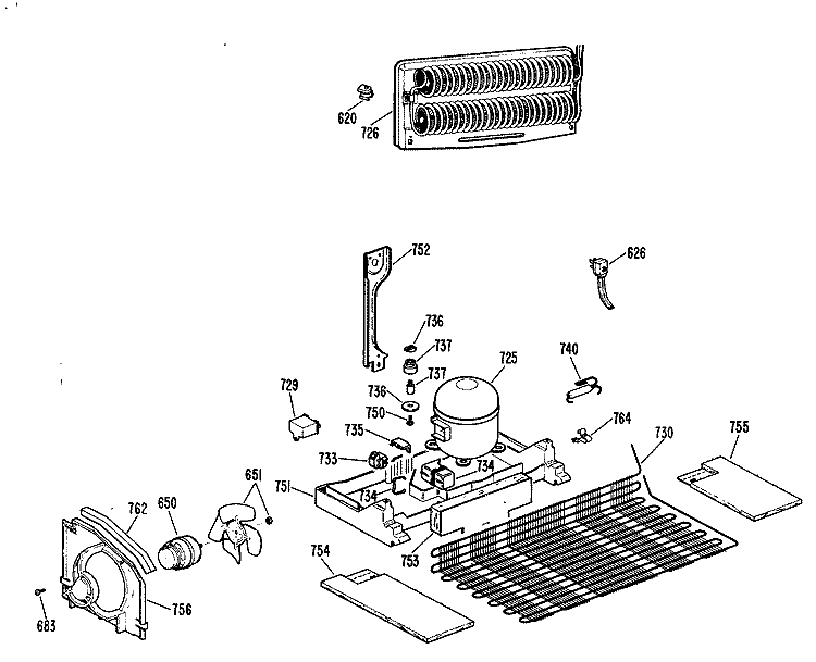 Section Diagram and Parts List for TBX25ZLGR  General Electric Refrigerator
