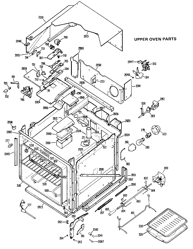 UPPER OVEN PARTS Diagram and Parts List for JKP39G*K3  General Electric Wall Oven