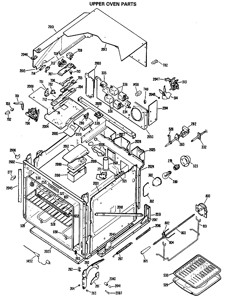 UPPER OVEN PARTS Diagram and Parts List for JKP47G*K3  General Electric Wall Oven