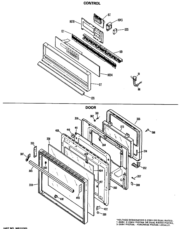 CONTROL Diagram and Parts List for JKP19G*K2  General Electric Wall Oven
