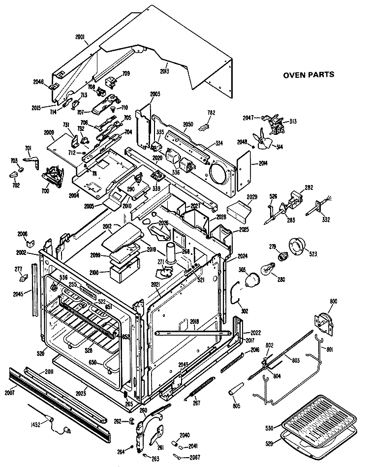 OVEN PARTS Diagram and Parts List for JKP19G*K2  General Electric Wall Oven