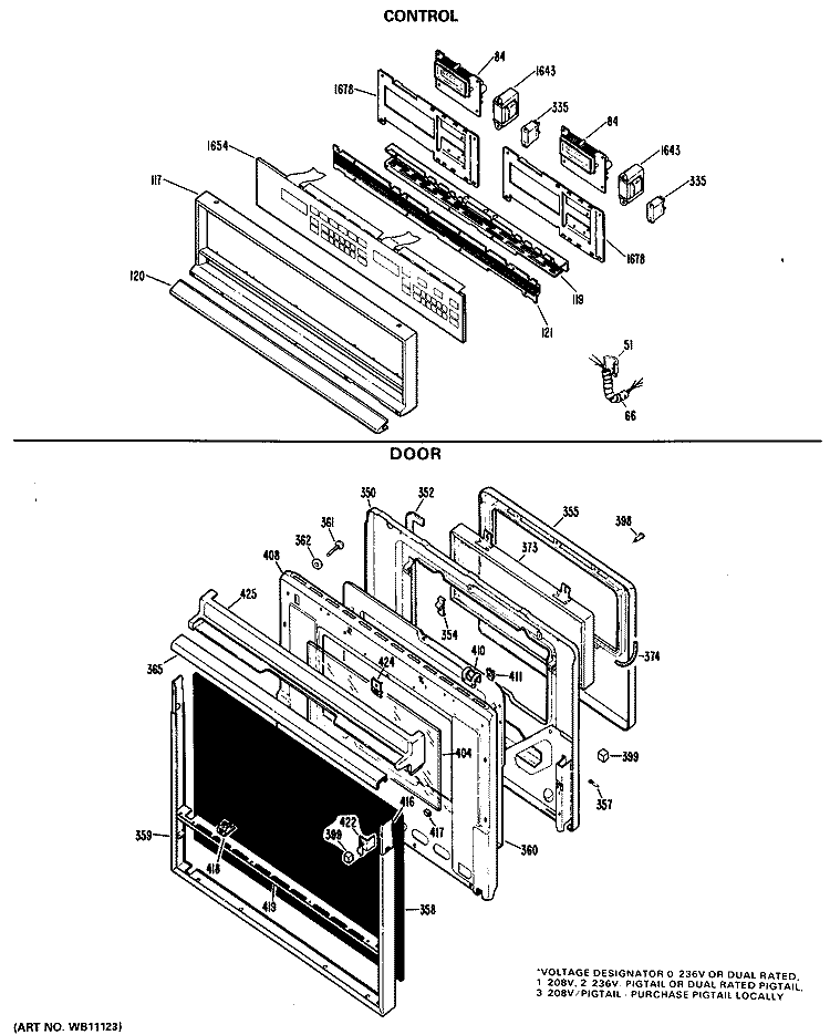 CONTROL Diagram and Parts List for JKP46G*K3  General Electric Wall Oven