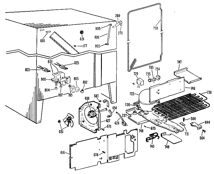 Section Diagram and Parts List for TFXW24RLG  General Electric Refrigerator