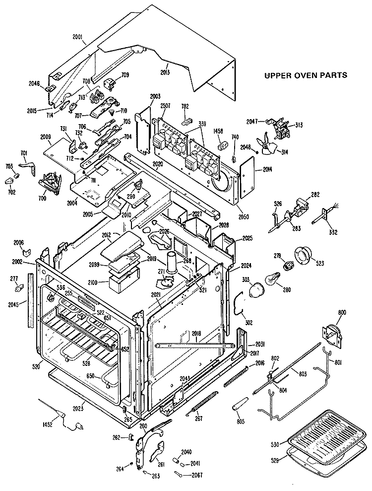 Section Diagram and Parts List for JKP47G*K4  General Electric Wall Oven