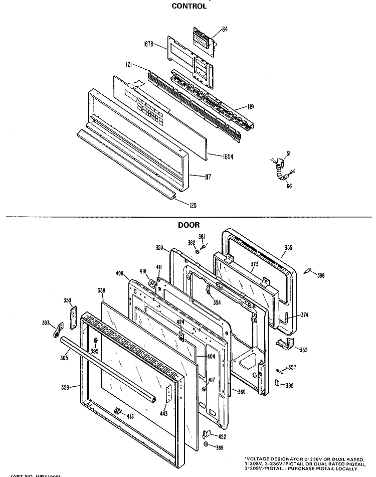 CONTROL Diagram and Parts List for JKP19G*K3  General Electric Wall Oven
