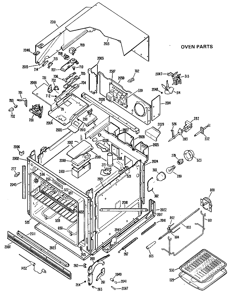 OVEN PARTS Diagram and Parts List for JKP19G*K3  General Electric Wall Oven
