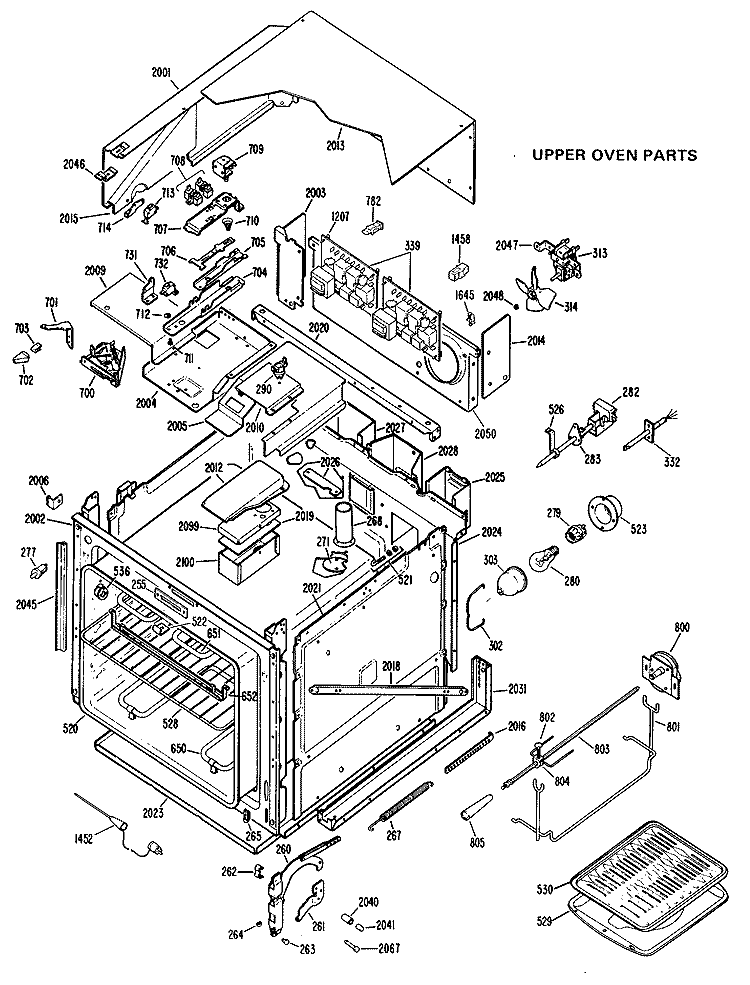 UPPER OVEN PARTS Diagram and Parts List for JKP46G*K4  General Electric Wall Oven