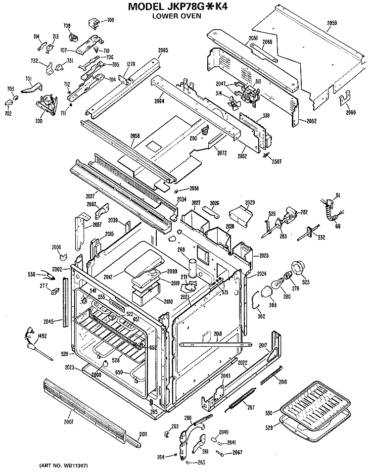 LOWER OVEN Diagram and Parts List for JKP78G*K4  General Electric Microwave Oven Combo