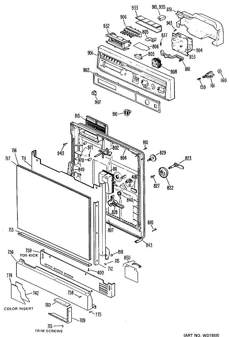 Section Diagram and Parts List for GSD790L-03  General Electric Dishwasher