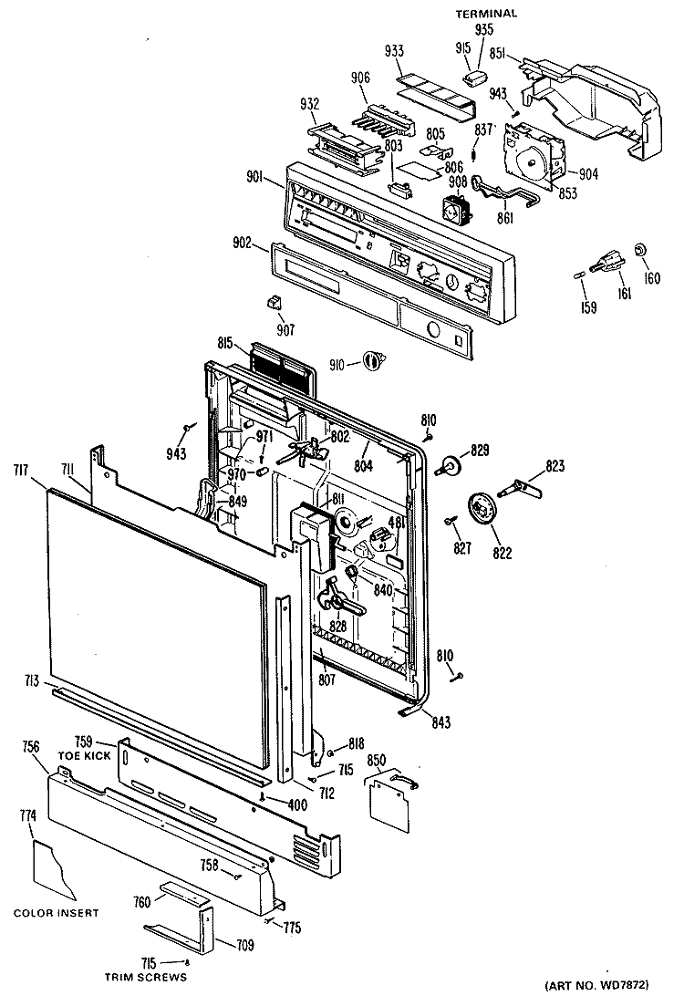 Section Diagram and Parts List for GSM603L-02  General Electric Dishwasher