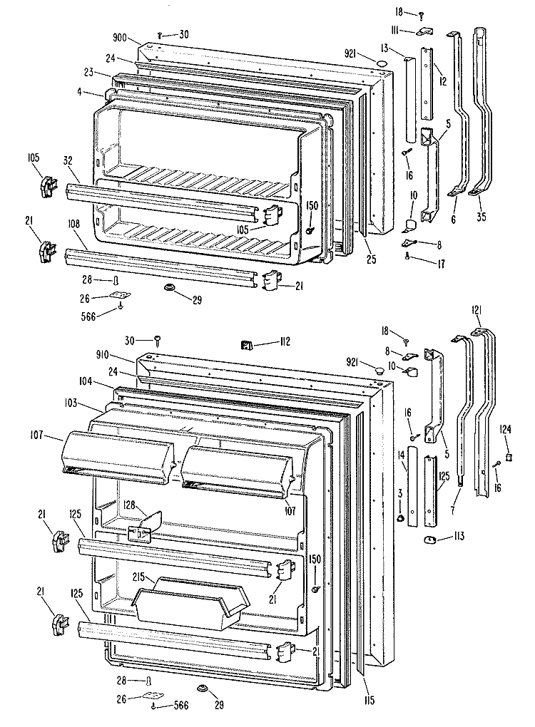 Section Diagram and Parts List for TBX18KLGRWH  General Electric Refrigerator