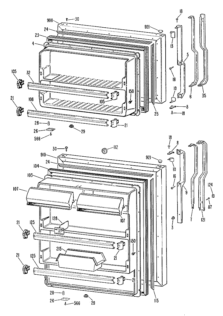 Section Diagram and Parts List for TBX18BLJRWH  General Electric Refrigerator