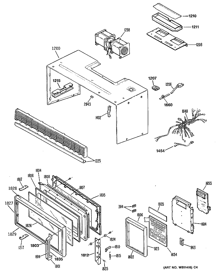 Section Diagram and Parts List for JVM142K03  General Electric Microwave