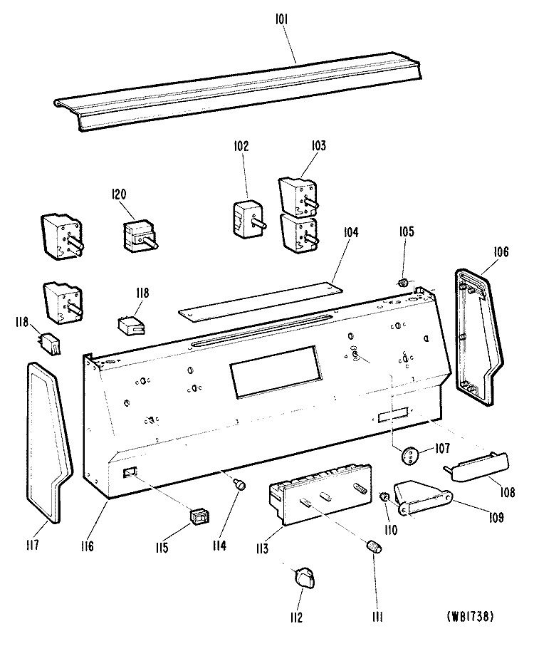 Section Diagram and Parts List for JBP28GK-2  General Electric Range