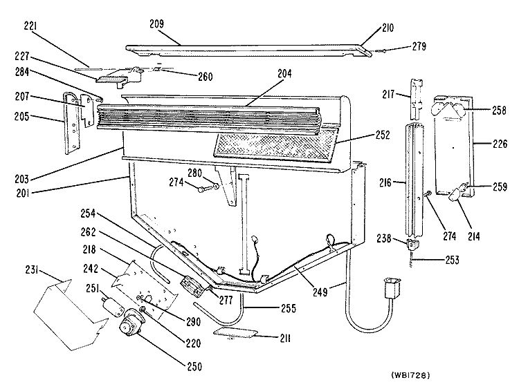 Section Diagram and Parts List for ZGU661EM1WG  General Electric Cooktop