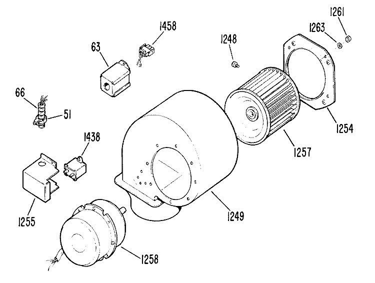 BLOWER Diagram and Parts List for ZGU661EM1WG  General Electric Cooktop
