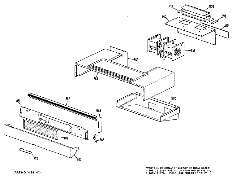 Section Diagram and Parts List for JHP63V*K4  General Electric Range