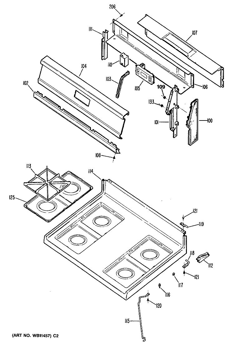 Section Diagram and Parts List for JGBS12GEN1  General Electric Range