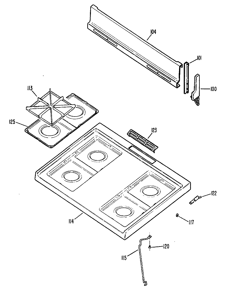Section Diagram and Parts List for JGBS04GPN1  General Electric Range