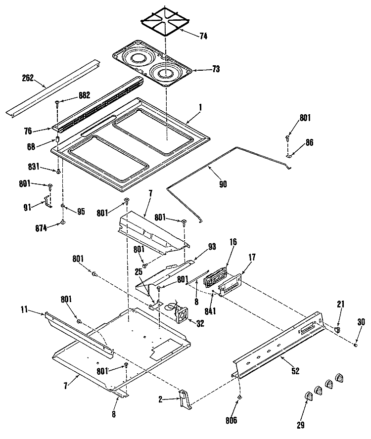 Section Diagram and Parts List for JGSP10GEK3  General Electric Range