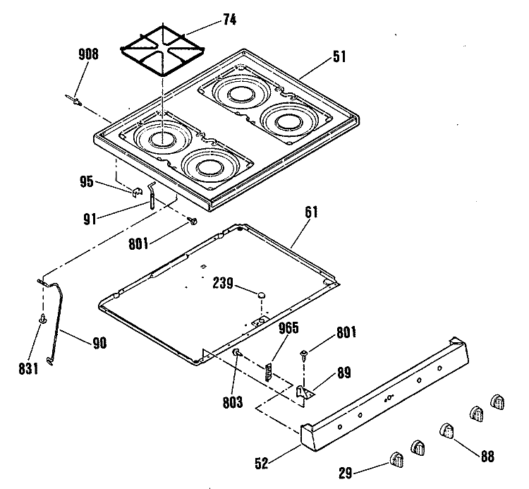 Section Diagram and Parts List for JGBS03PK2  General Electric Range