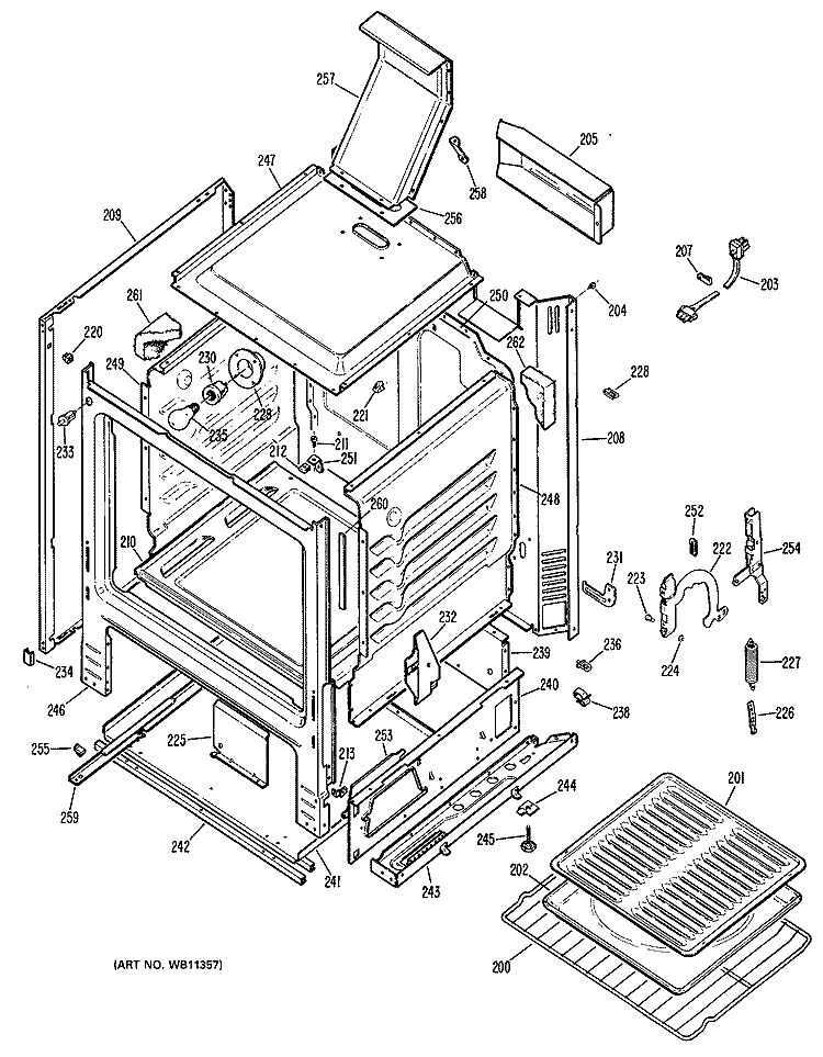 Section Diagram and Parts List for JGBC15GEN1  General Electric Range
