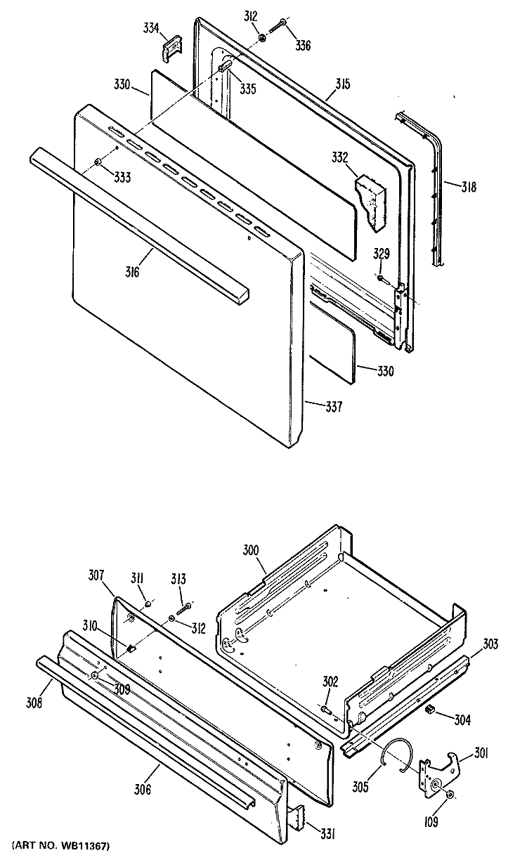 Section Diagram and Parts List for JGBS04EN1  General Electric Range