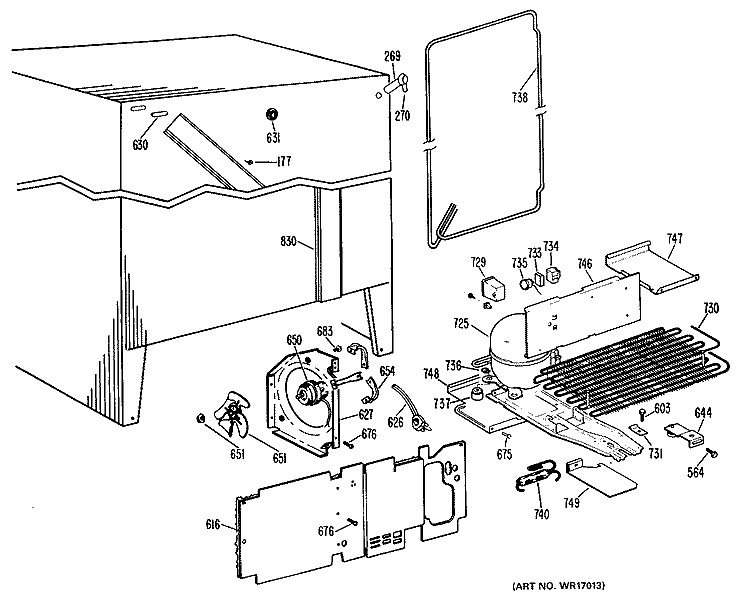 Section Diagram and Parts List for TFX19LLJ  General Electric Refrigerator