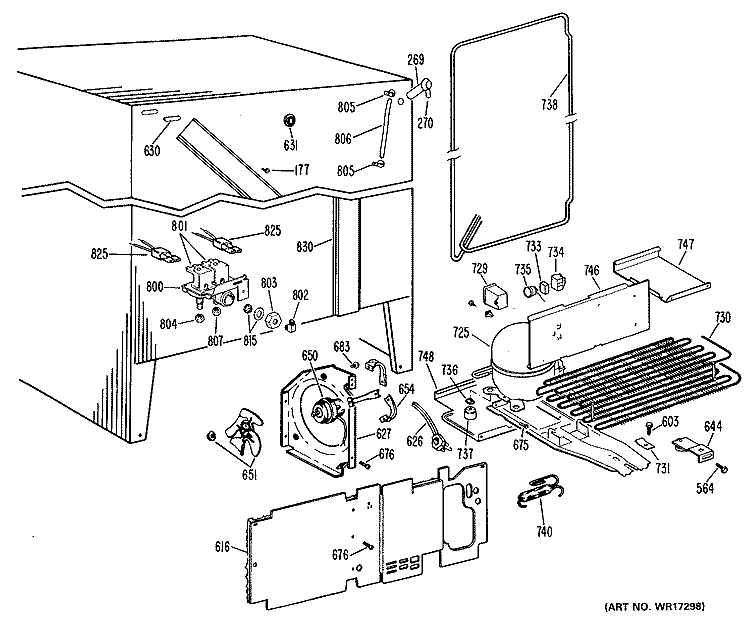 Section Diagram and Parts List for TFX27FLJ  General Electric Refrigerator