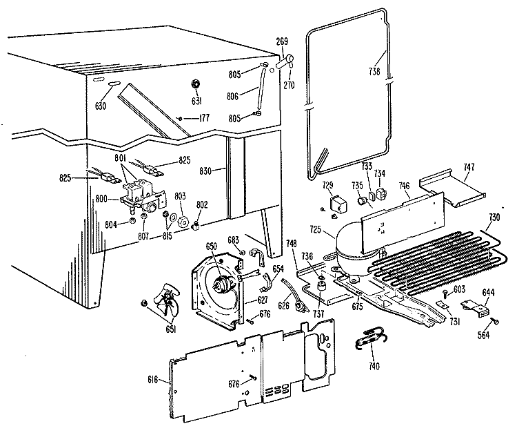 Section Diagram and Parts List for TFX27RLJ  General Electric Refrigerator