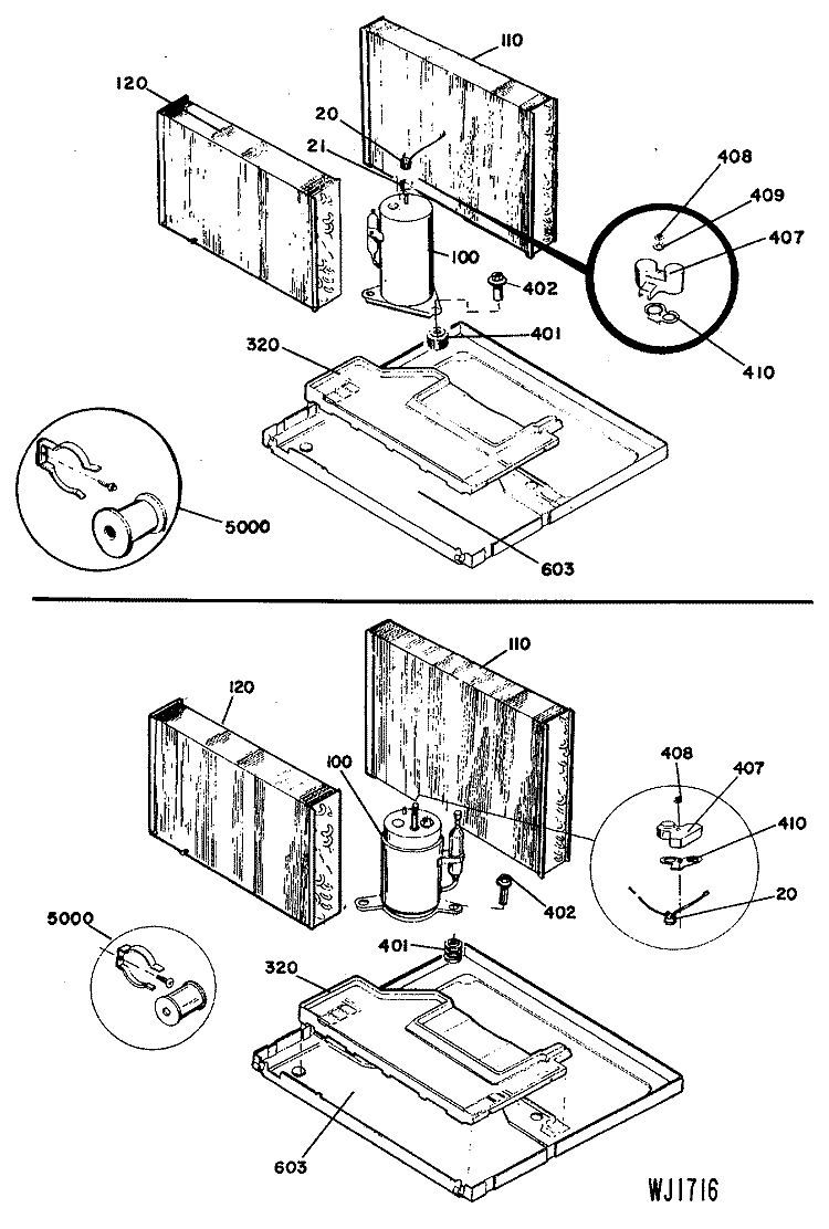 Section Diagram and Parts List for AES15DAV1  General Electric Air Conditioner