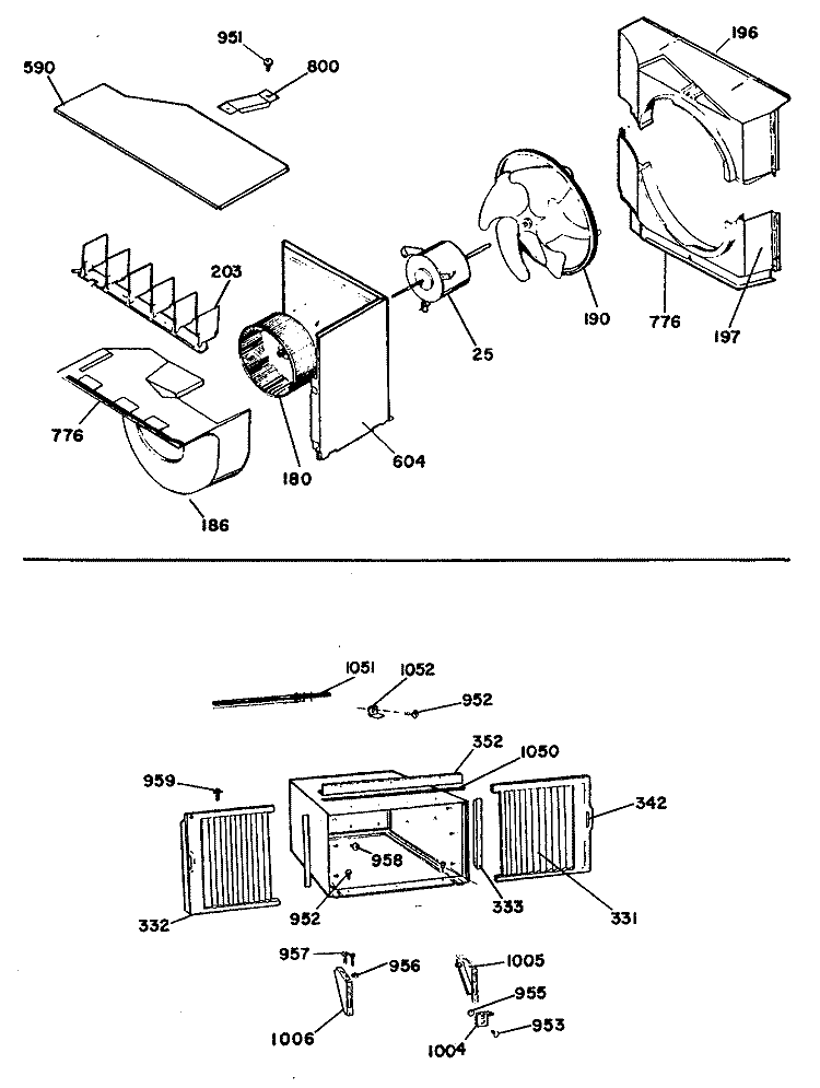 Section Diagram and Parts List for AED18DAM1  General Electric Air Conditioner